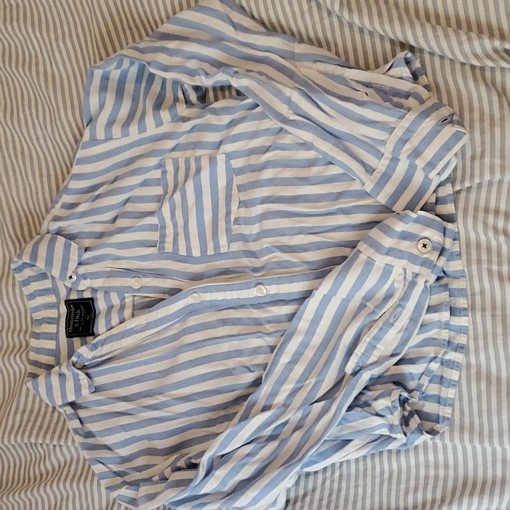 Striped button down (cropped ish)